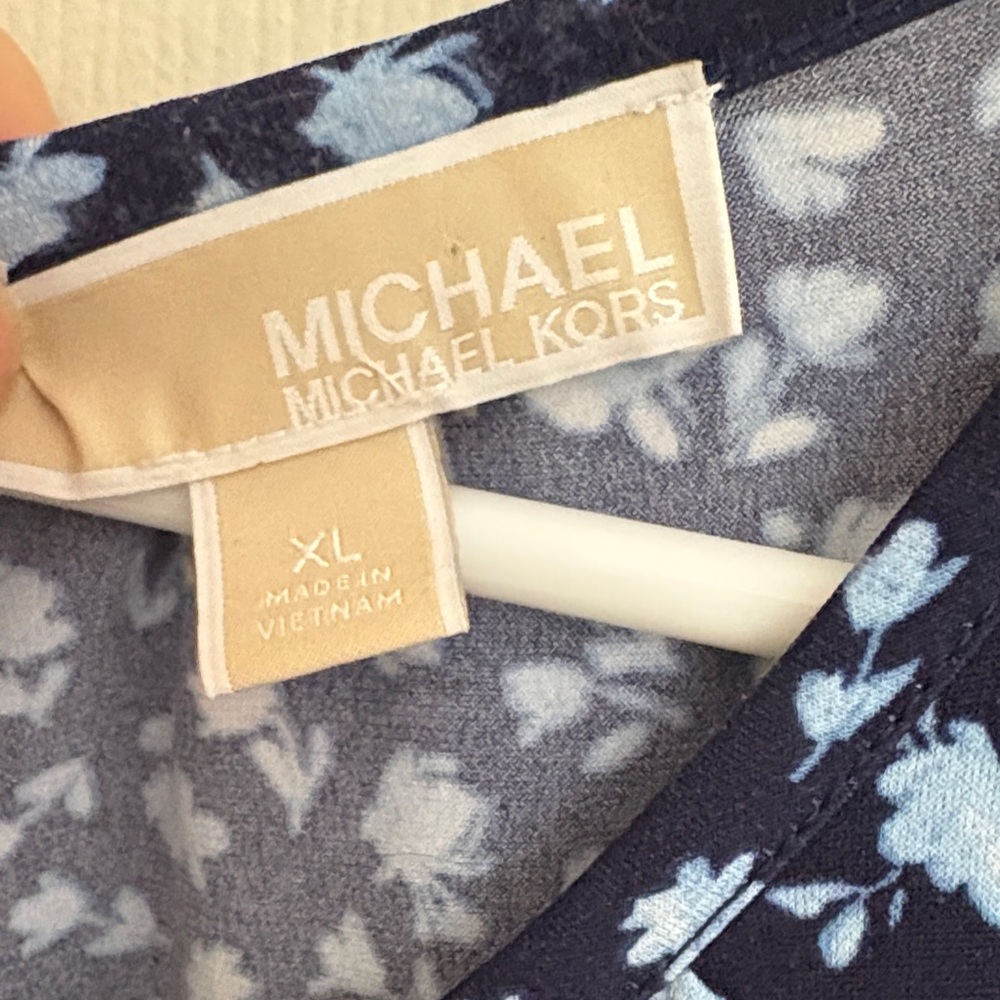 Michael Kors Navy Belted Floral Maxi Dress - Picture 2 of 6